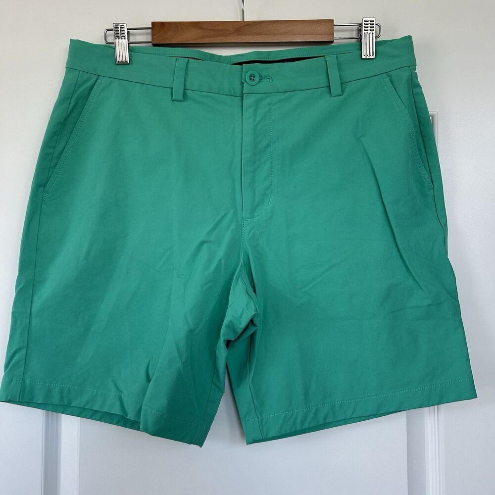 Vineyard Vines Shorts Mens Performance Sz 33 Green Flat Front Golf Chino Stretch